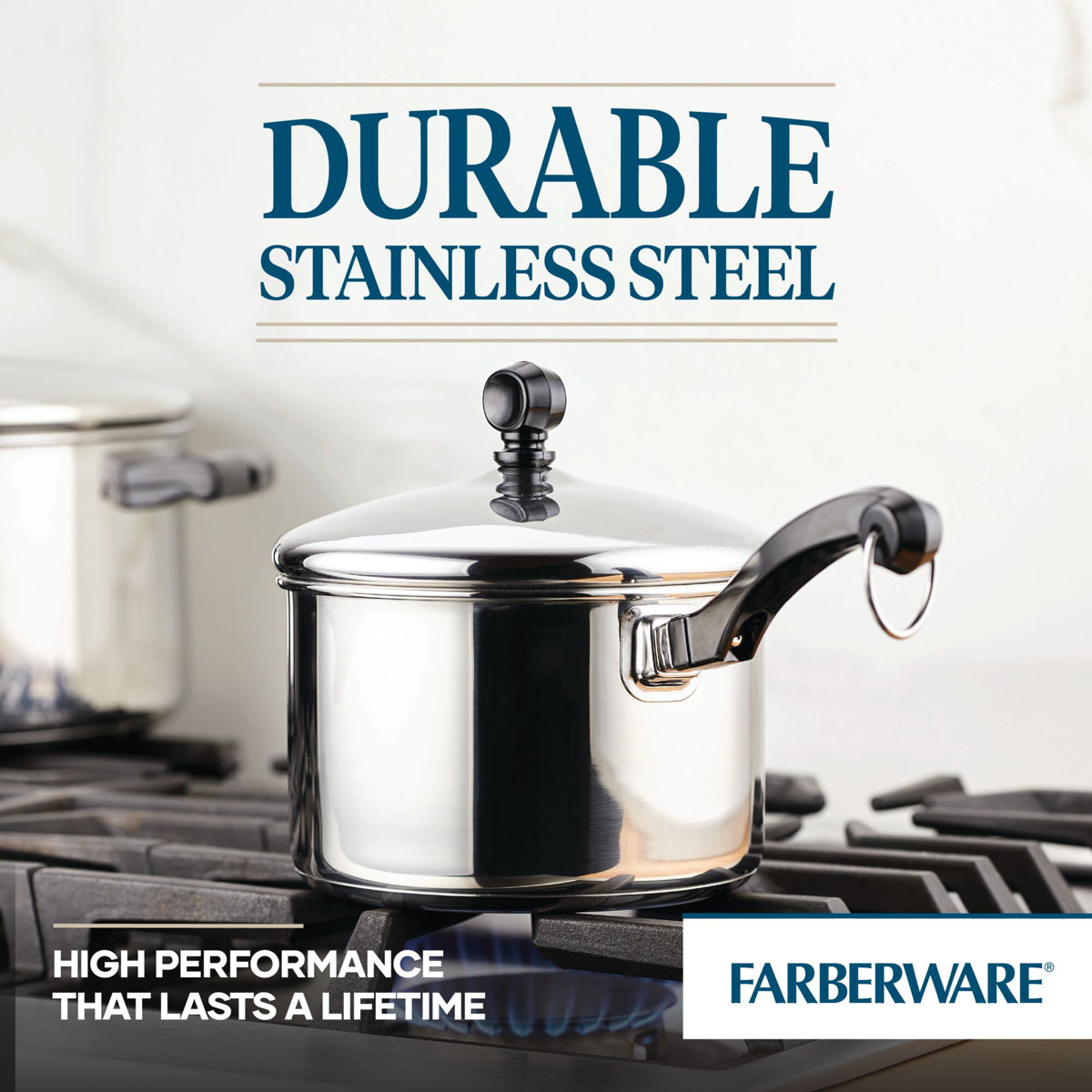 Farberware Classic Series Stainless Steel Sauce Pan with Lid, 2-Quart, Silver
